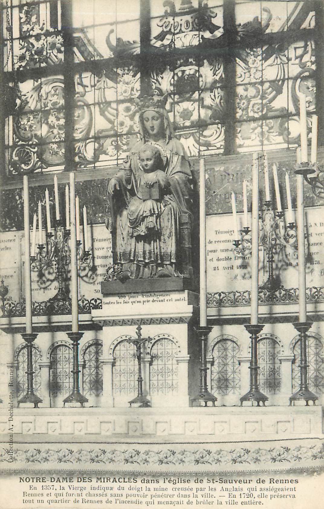 Notre-Dame des Miracles — église de St-Sauveur à Rennes — éditeur A. Deschalete, n° 100