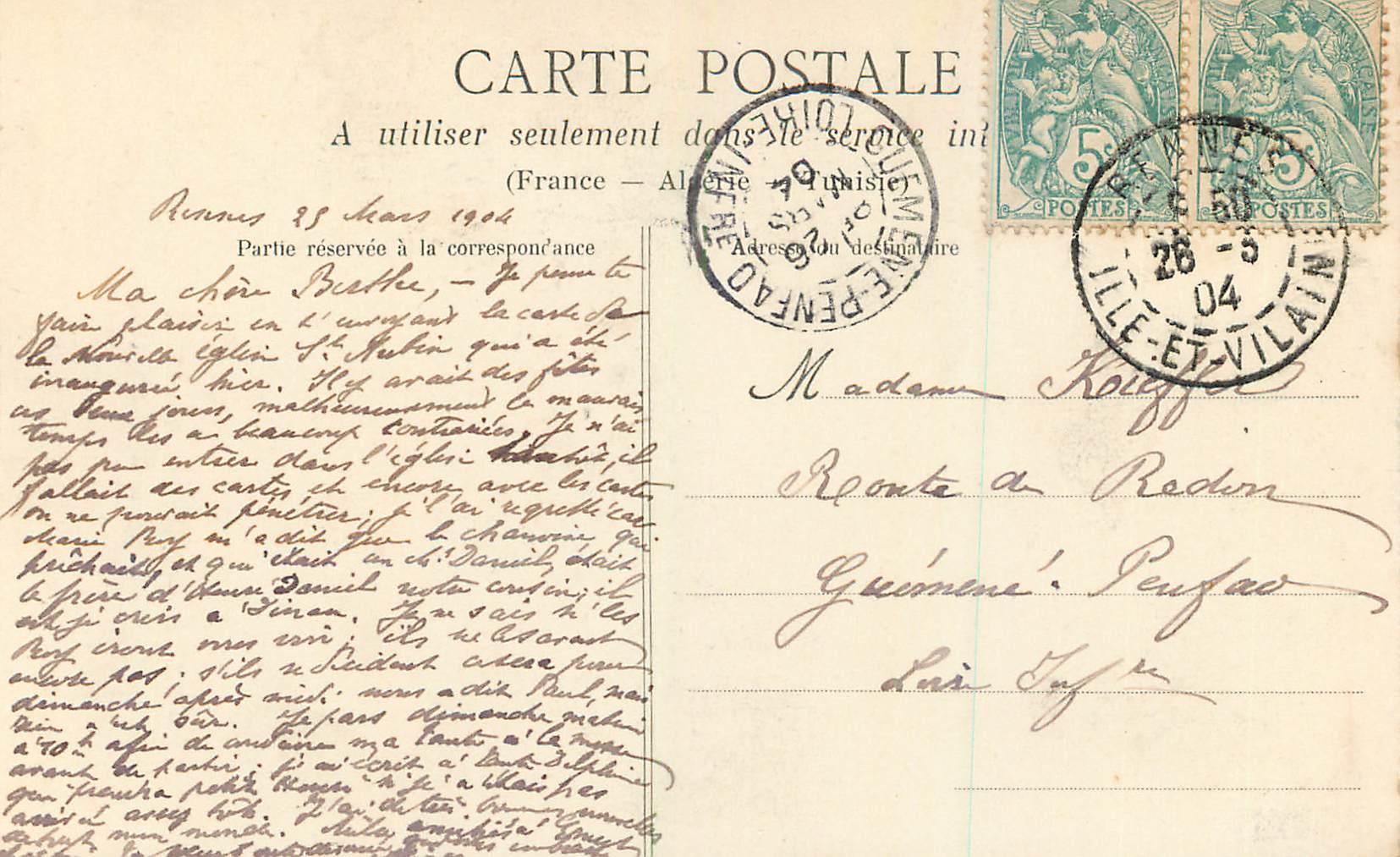Rennes — Basilique de Notre-Dame-de-Bonne-Nouvelle — Collection A. Dechelette — Verso