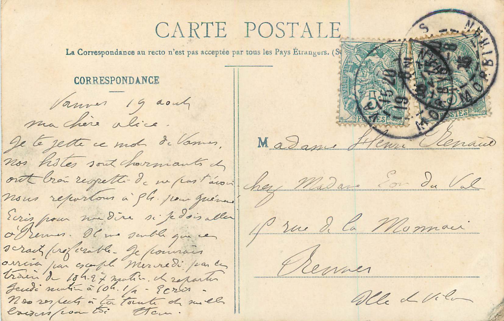 VANNES - Ansicht der Connétable-Turm und der Mauern — Sammlung H. Laurent, Port-Louis — Rückseite