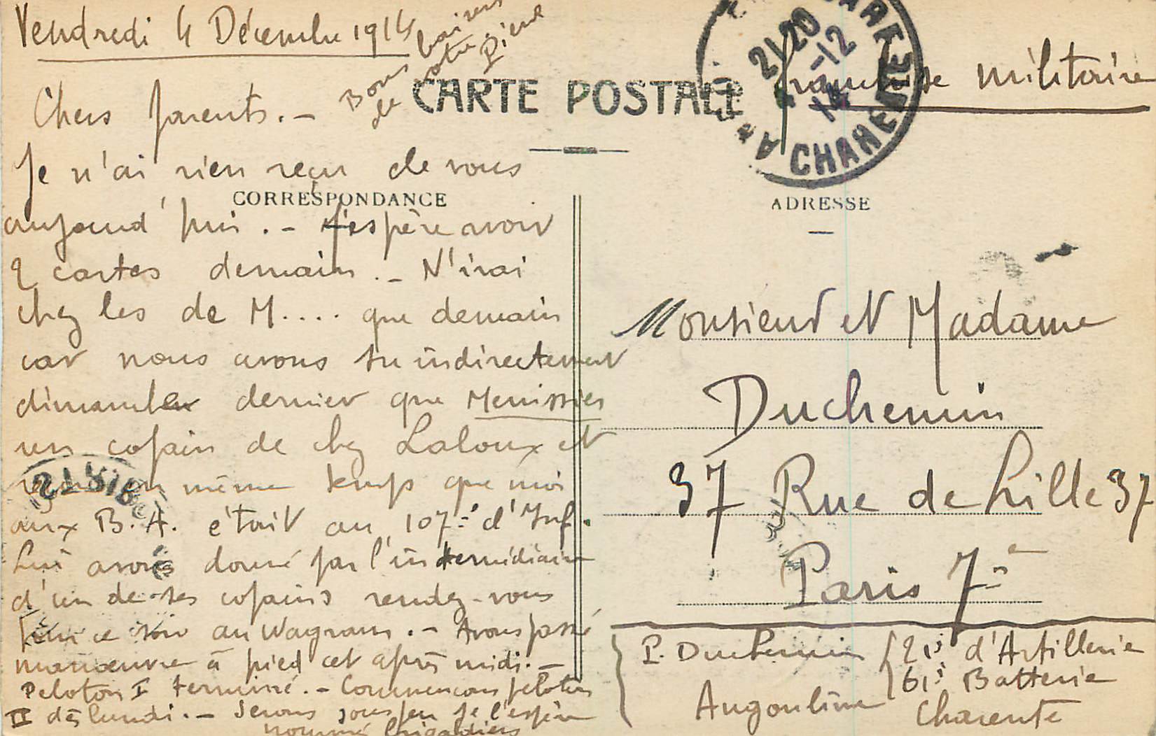 Angoulême — Salle des exercices (ancien couvent des Carmélites) — J. S. D. - 2049 — Rückseite