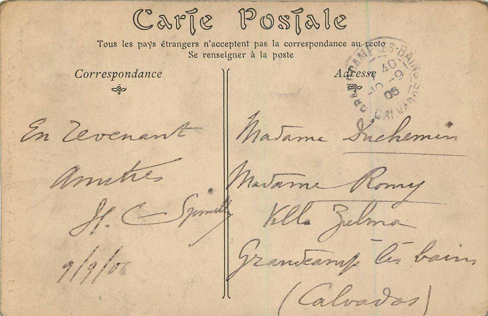 CPA 148 rouen maison du xv siecle rue du bac — Verso