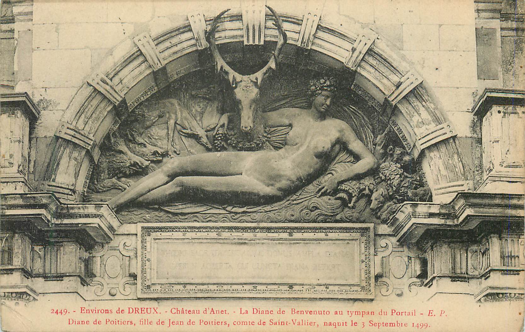 Castello d'Anet — La Diane di Benvenuto nel timpano del portale — E. P. — n° 2449