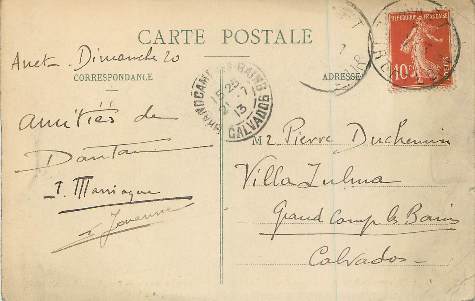 Castello d'Anet — La Diane di Benvenuto nel timpano del portale — E. P. — n° 2449 — Verso