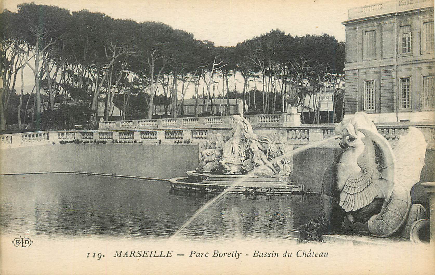 CPA 119 marseille parc borelly bassin du chateau