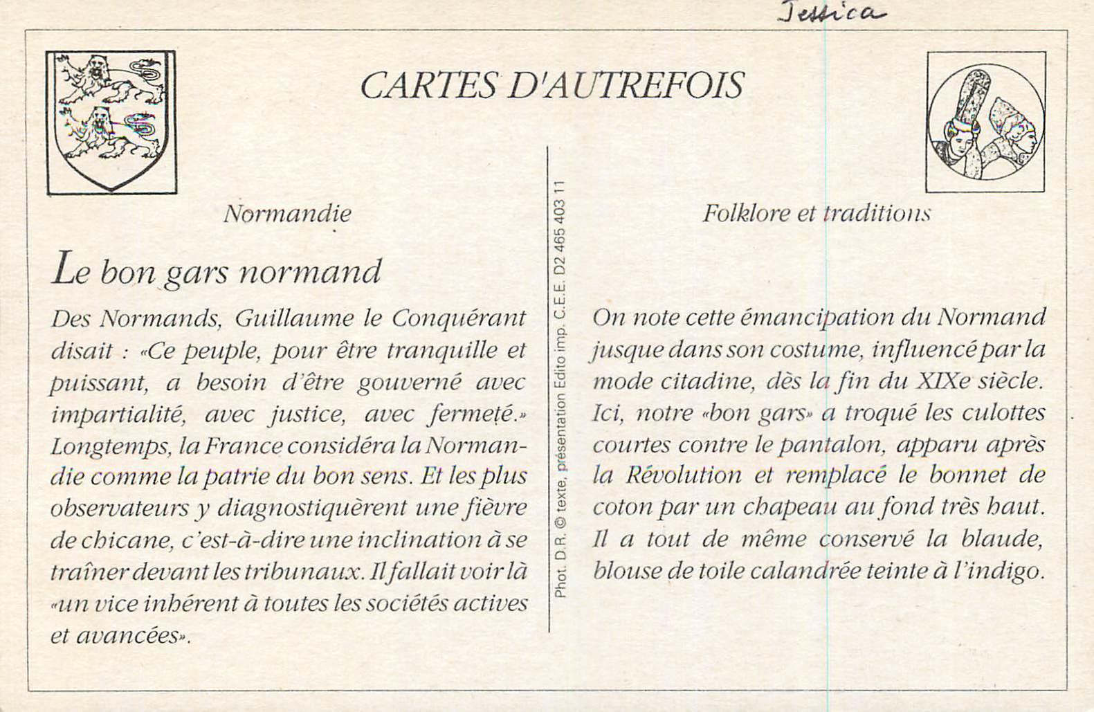 CPM La normandie la c p a 112 types et costumes le bon gars normand — Rückseite