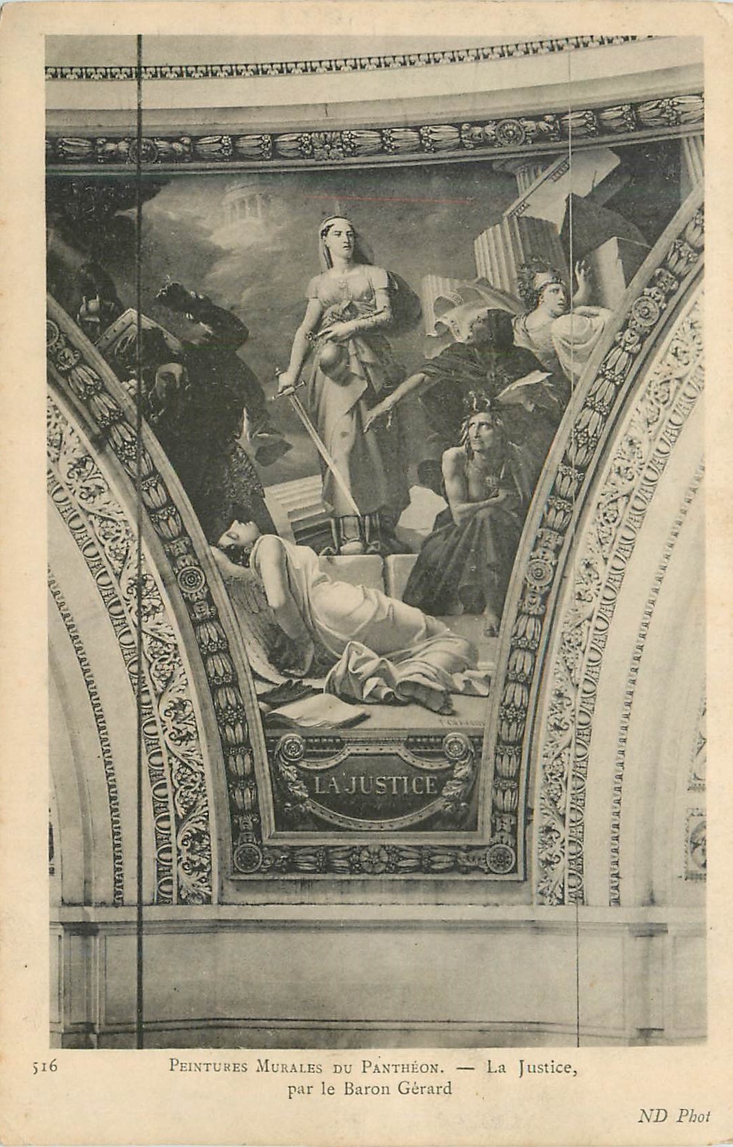 CPA 516 peintures murales du pantheon la justice par le baron gerard