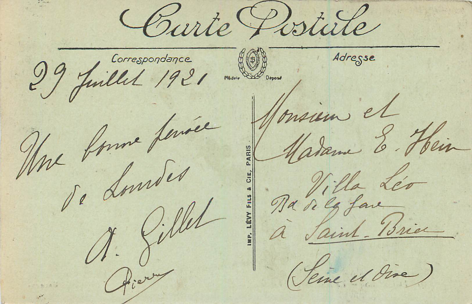 CPA 246 lourdes la basilique le gave ll — Verso