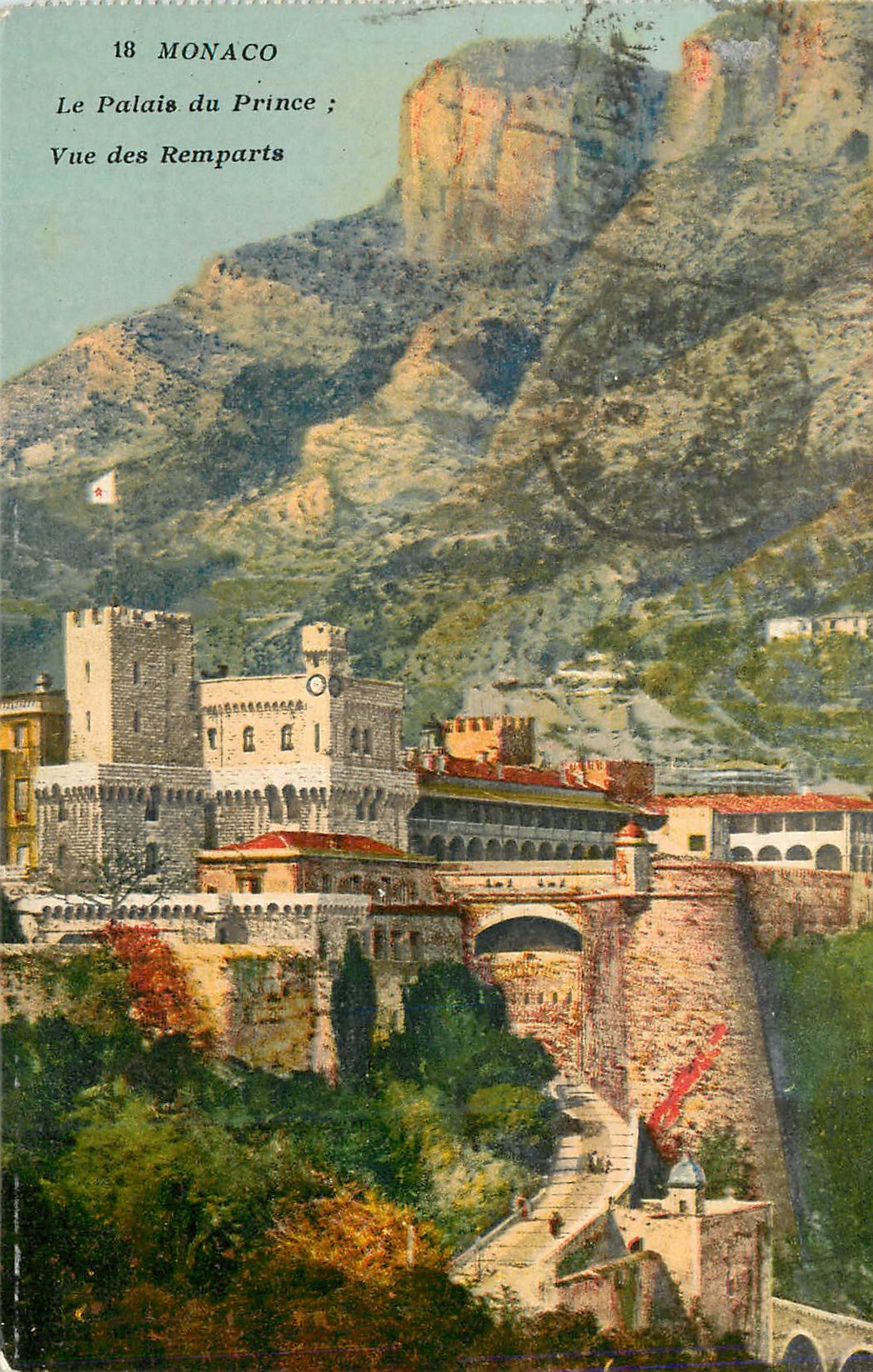 CPA 18 monaco le palais du prince vue des remparts