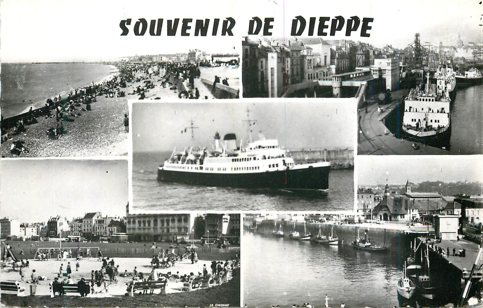 CPM 76 217 101 dieppe (seine maritime) 1 vue generale de la plage et de la digue 2 le jardin d enfant Bateaux