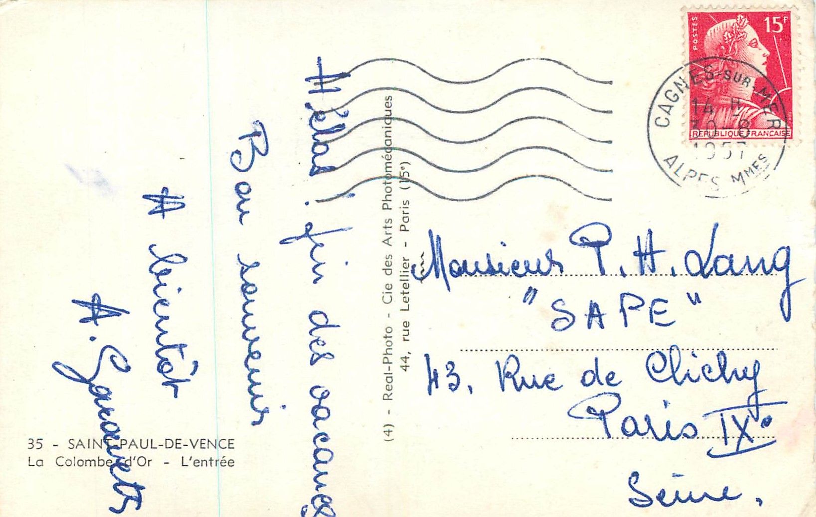 CPM 35 saint paul de vence la colombes d or l entree — Back