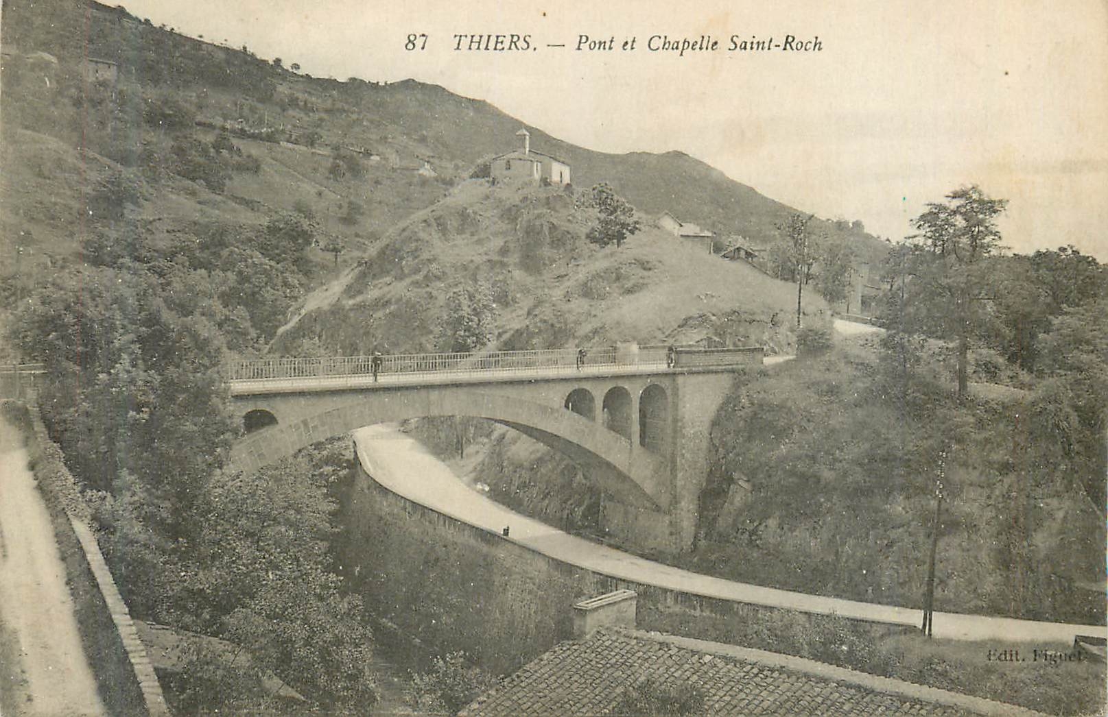 CPA 87 thiers pont et chapelle saint roch