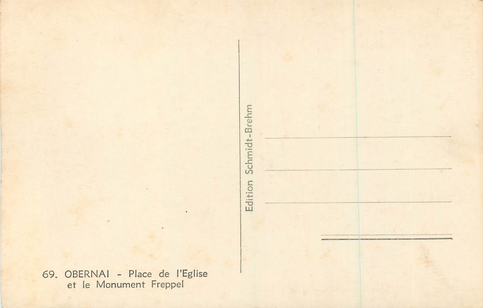 Obernai - Place de l'Église et le Monument Freppel — Édition Schmidt-Brehm, n°69 — Rückseite