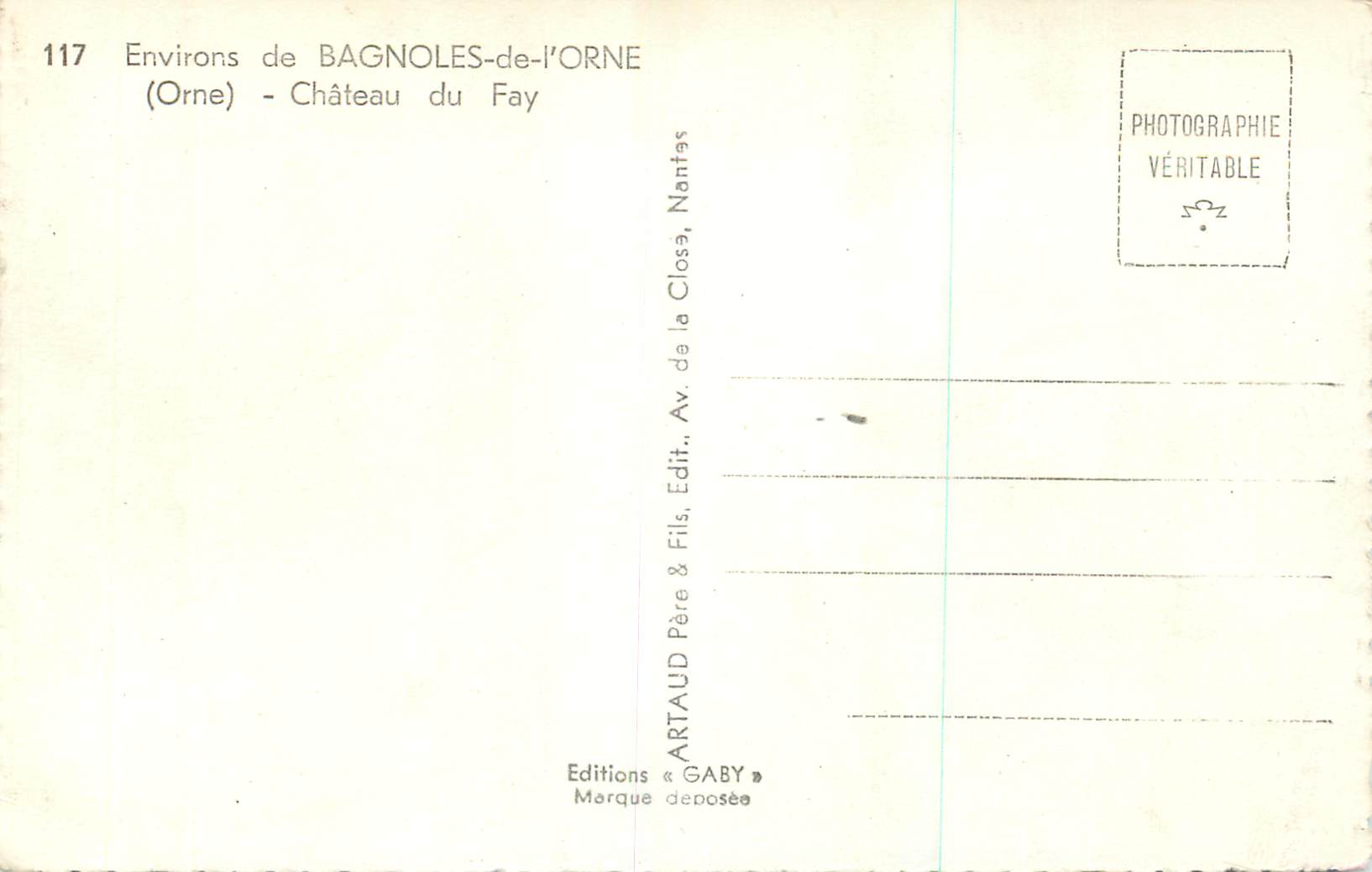 Château du Fay — Environs de Bagnolles-de-l'Orne — Éditions Gaby — Rückseite