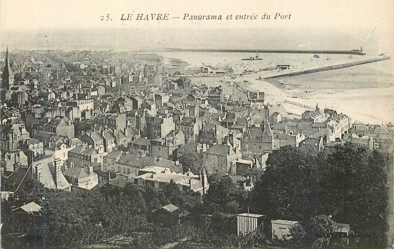 CPA 25 le havre panorama et entree du port