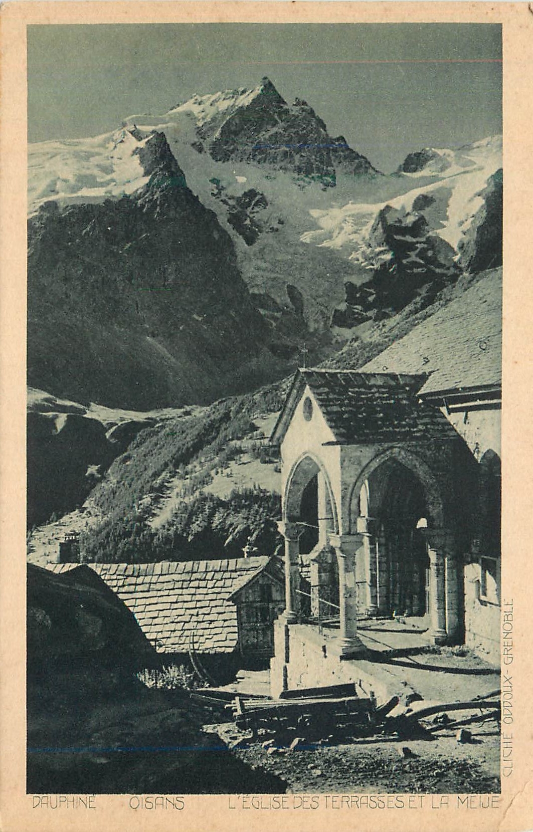CPA Dauphine oisans l eglise des terrasses et la meije