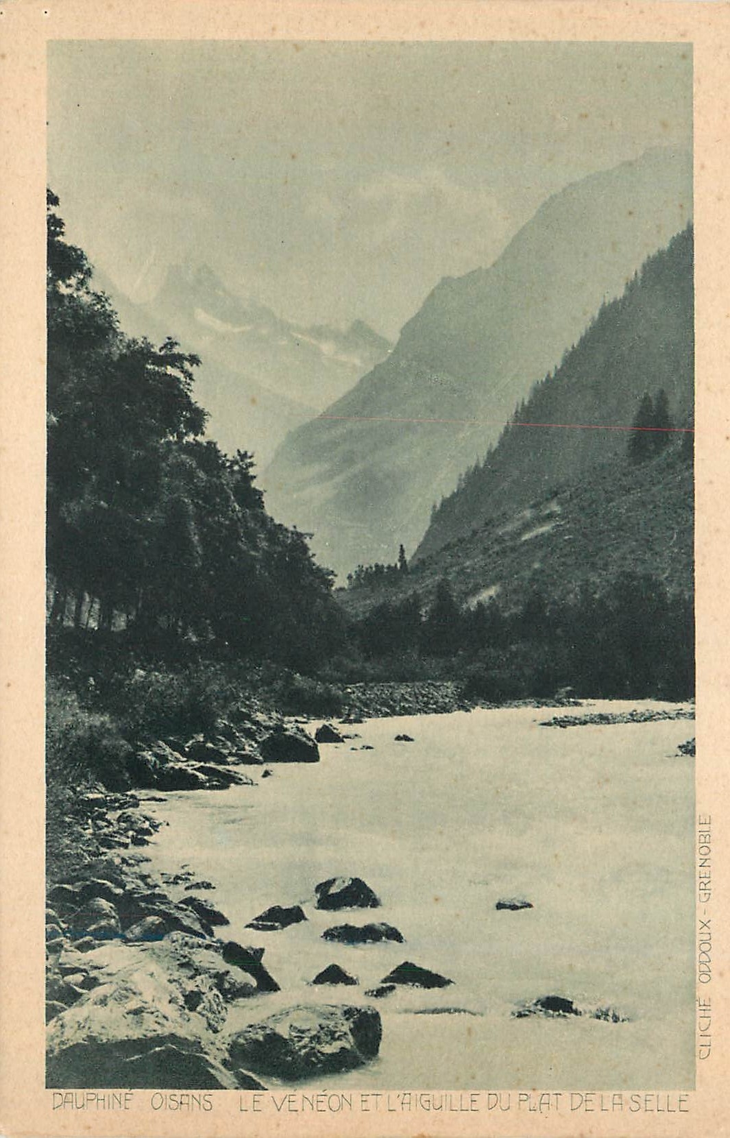 Dauphiné Oisans — Le Vénéon et l'Aiguille du Plat de la Selle — cliché Odoux Grenoble