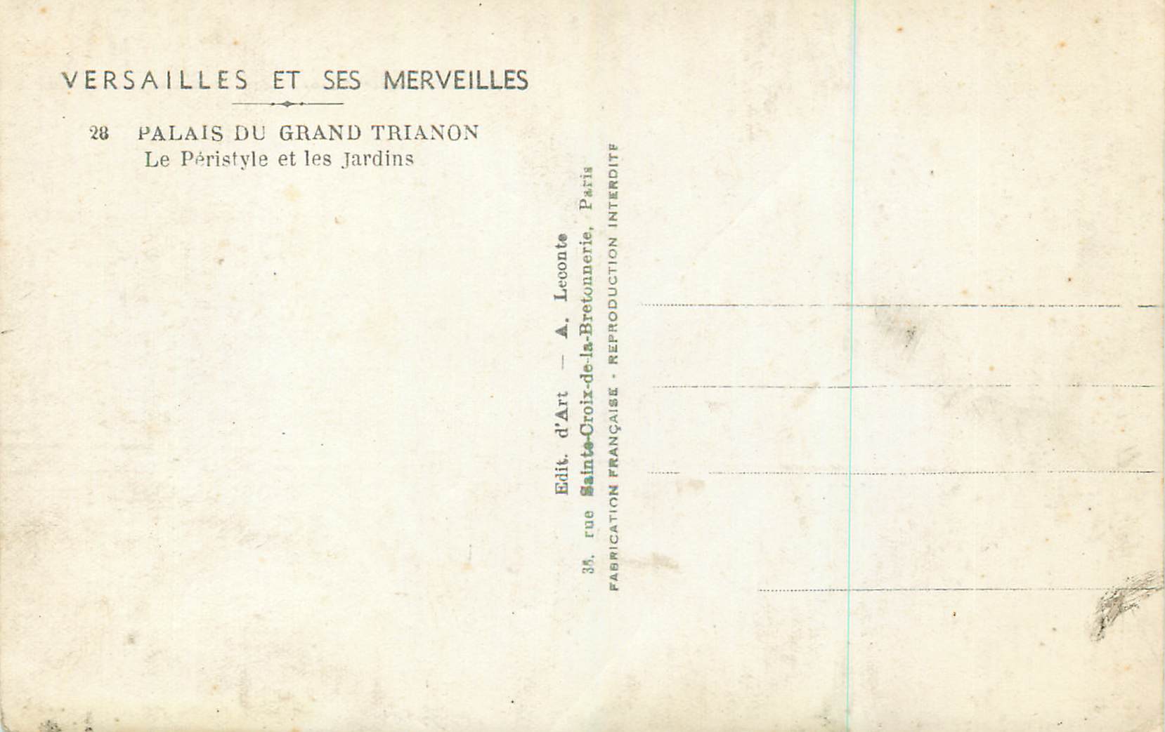 CPM Versailles et ses merveilles 28 palais du grand trianon le peristyle et les jardins — Verso
