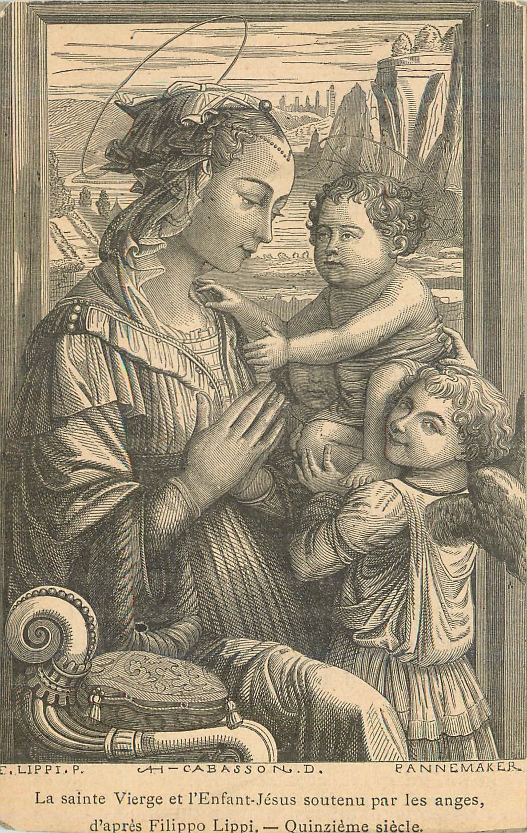 Image La sainte vierge et l enfant jesus soutenu par les anges d apres filipo lippi 15e siecle