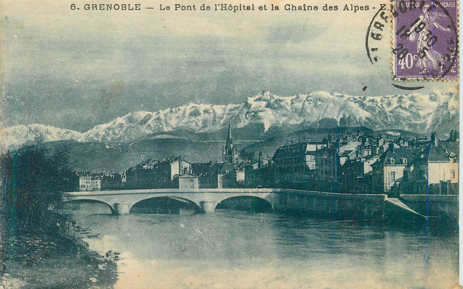 CPA 6 grenoble le pont de l hopital et la chaine des alpes