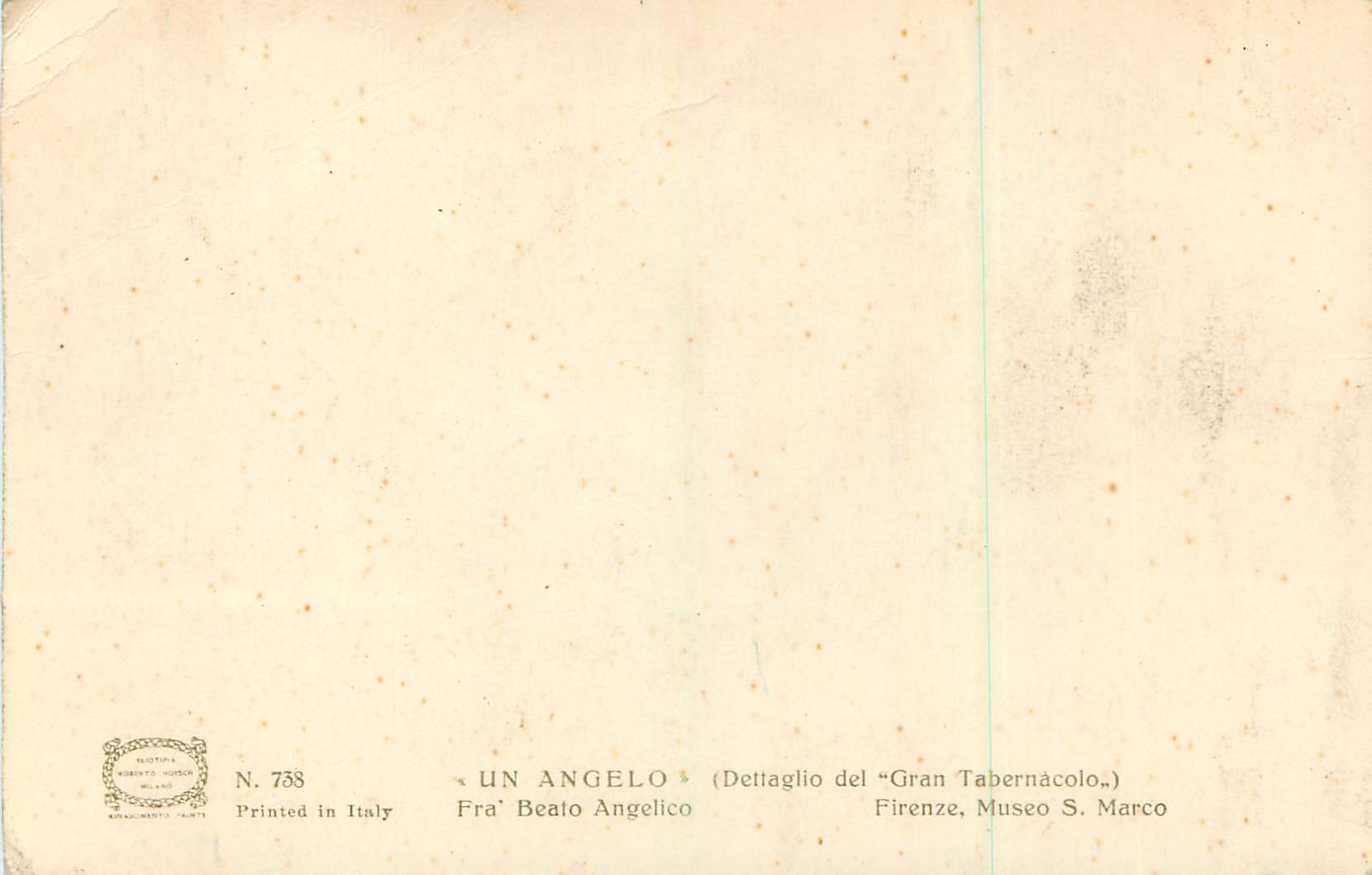 CPA N 738 un angelo (dellaglio gran tabernacolo) frenze museo s marco — Rückseite