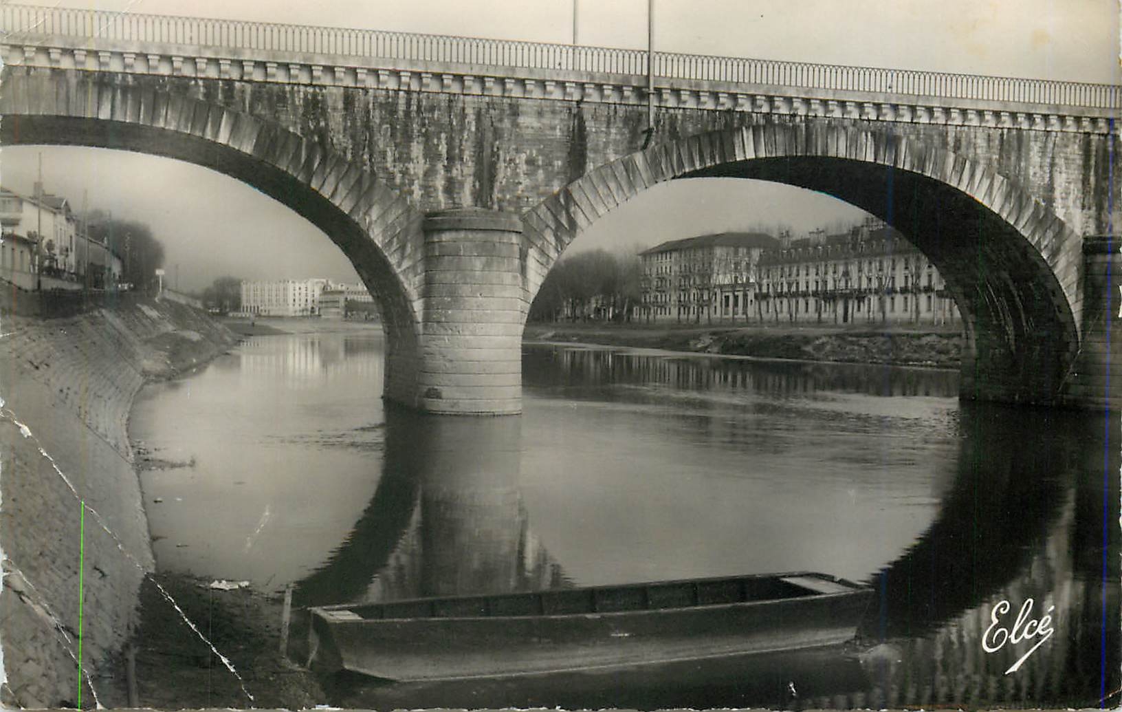 CPM 283 dax (landes) le pont du chemin de fer au fond hotels des bagnots et splendid