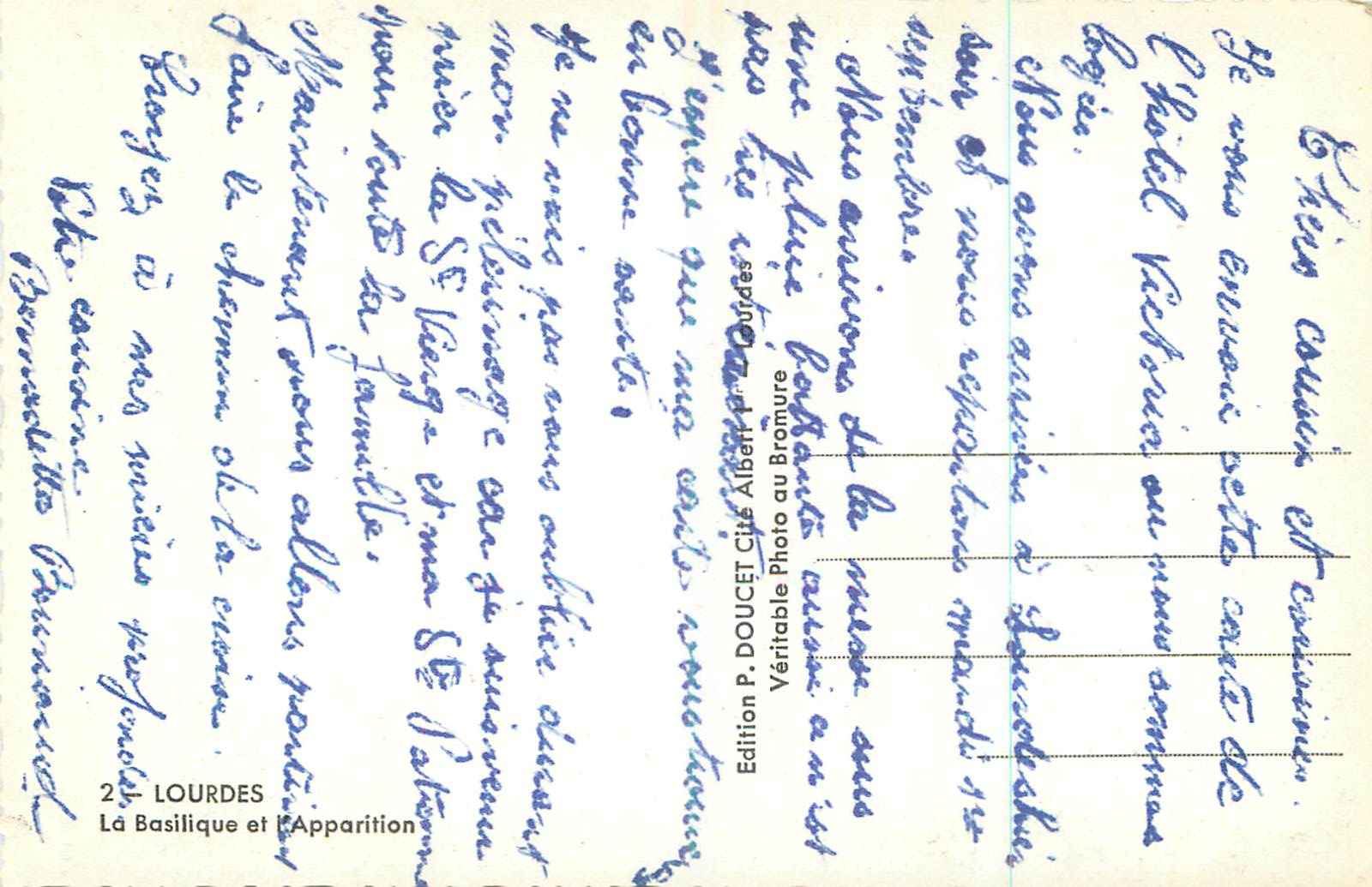 CPM 2 lourdes la basilique et l apparition — Verso