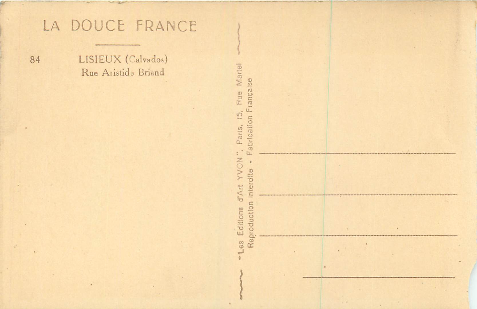 CPM La douce france 84 lisieux (calvados) rue aristide briand — Verso