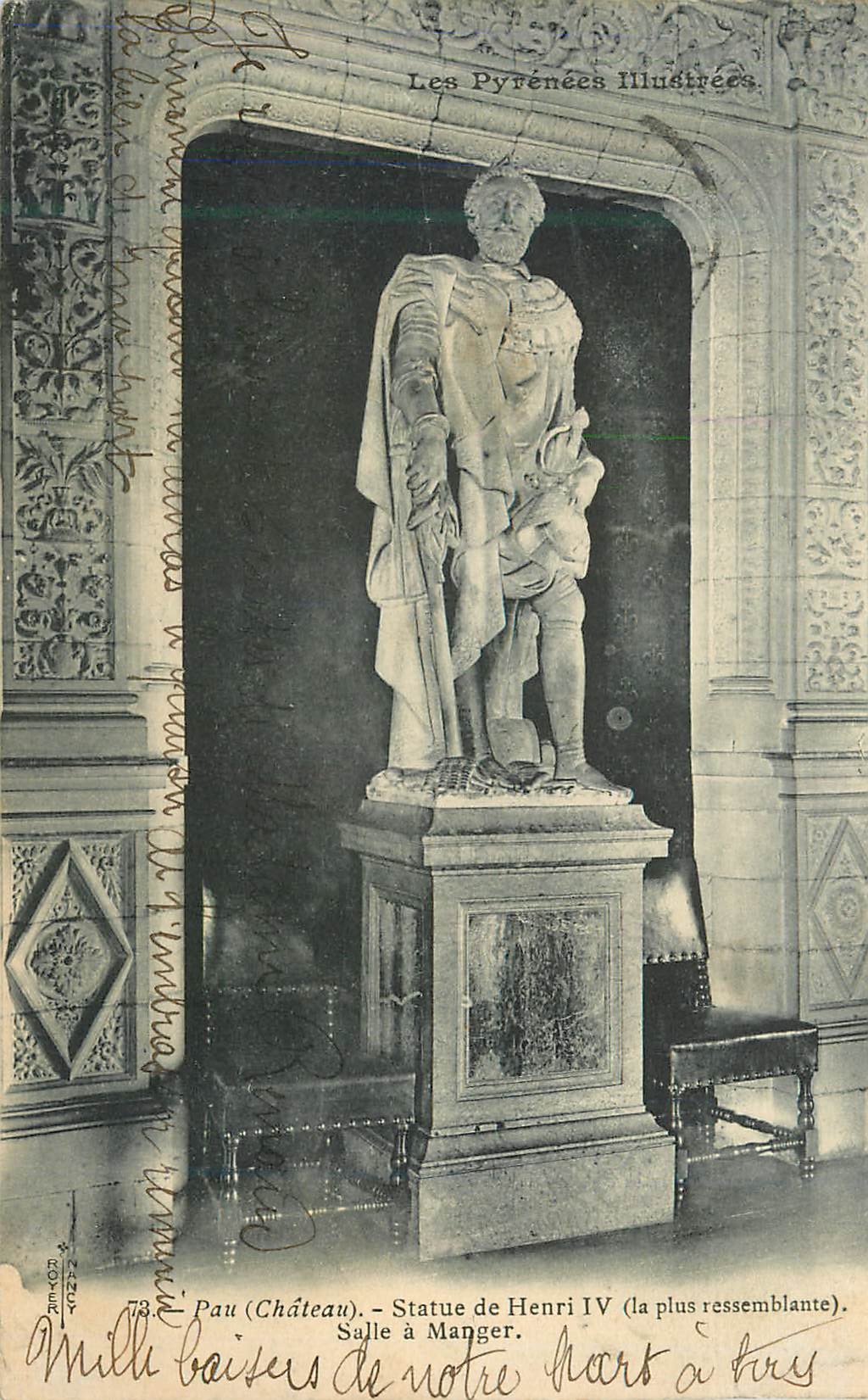 CPA 73 pau(chateau) statue de henri iv(la plus ressemblance) salle a manger