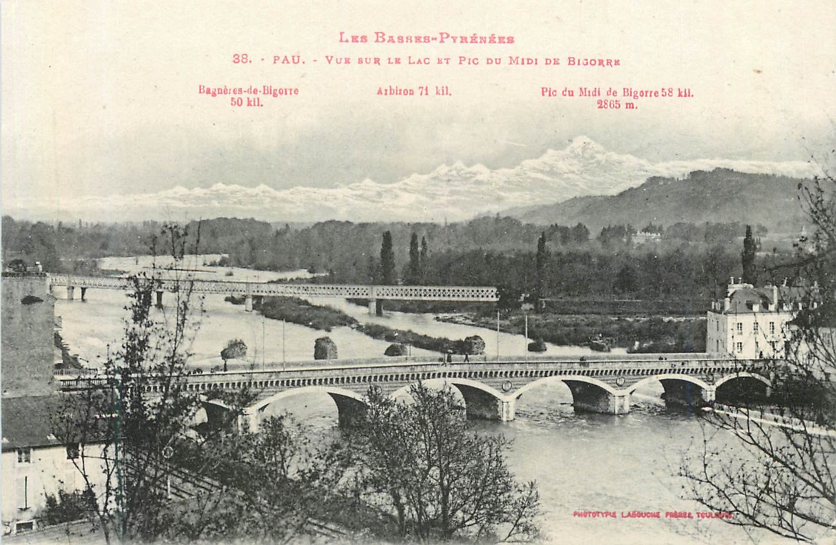 Vue sur le Lac et Pic du Midi de Bigorre — Les Basses-Pyrénées — Phototype Lasbouche Frères Toulouse
