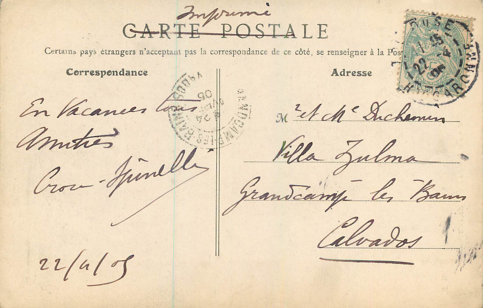 CPA 56 toulouse porte de l hotel de felzins — Rückseite