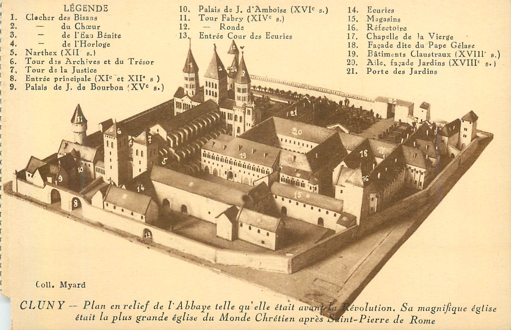 Cluny — Plan en relief de l'Abbaye telle qu'elle était avant la Révolution — Coll. Myard