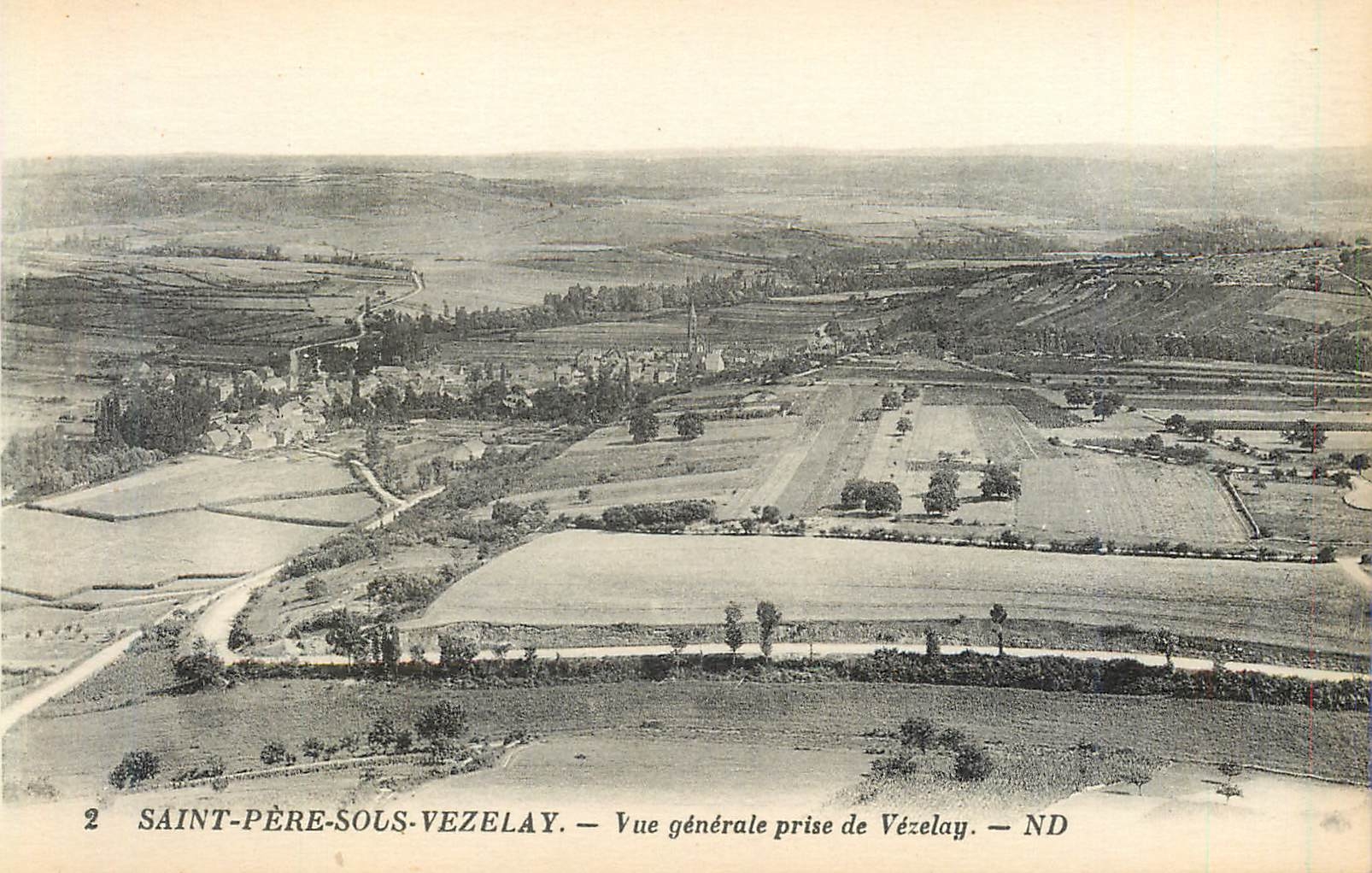 CPA 2 saint pere sous vezelay vue generale prise de vezelay