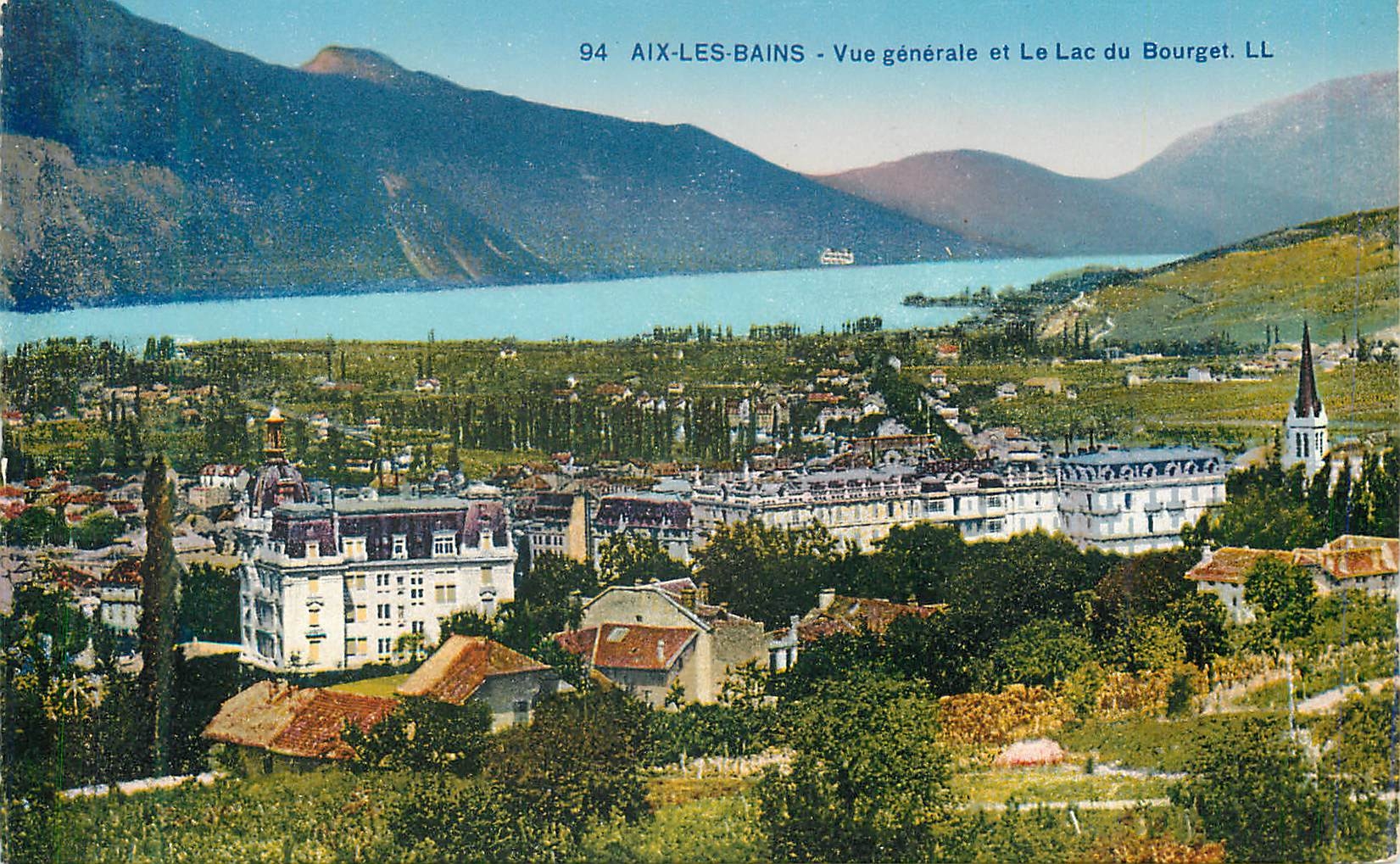 CPA 94 aix les bains vue generale et le lac du bourget
