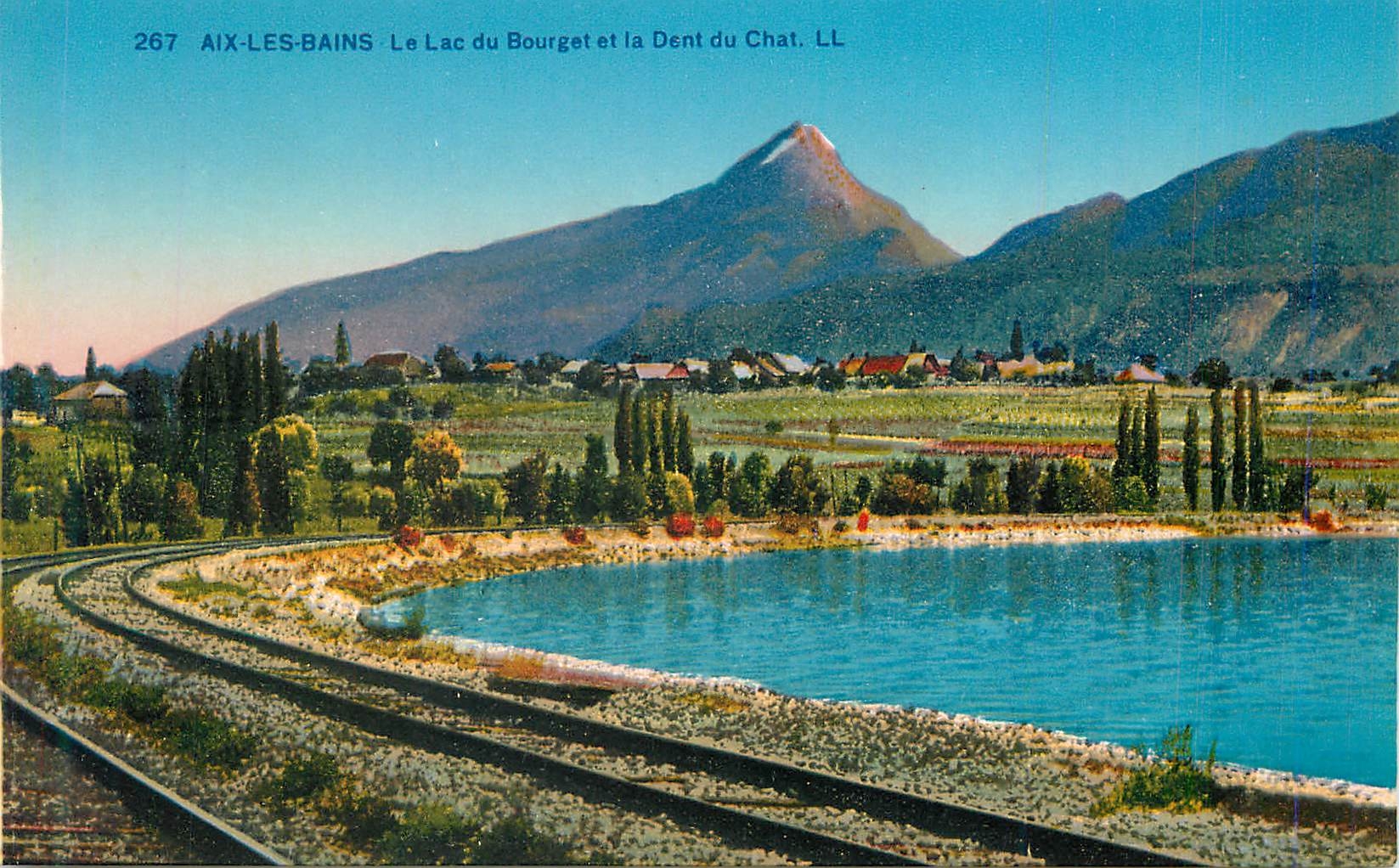 CPA 267 aix les bains le lac du bourget et la dent du chat