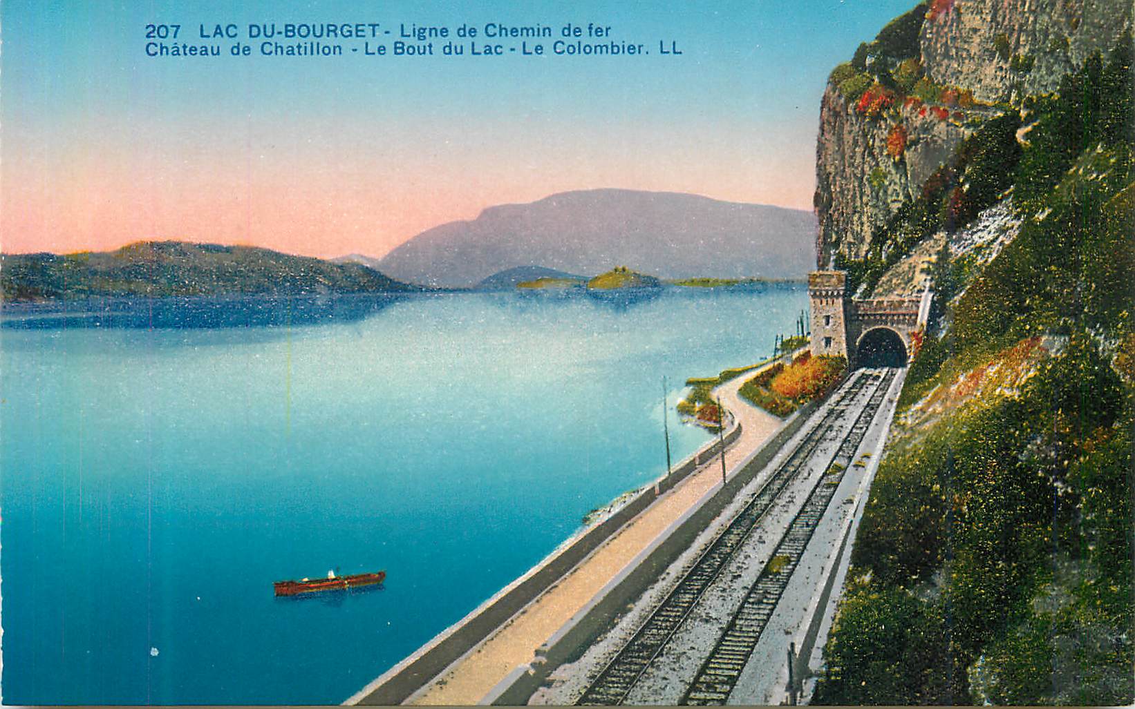 CPA 207 lac du bourget ligne de chemin de fer chateau de chatillon le bout du lac le colombier