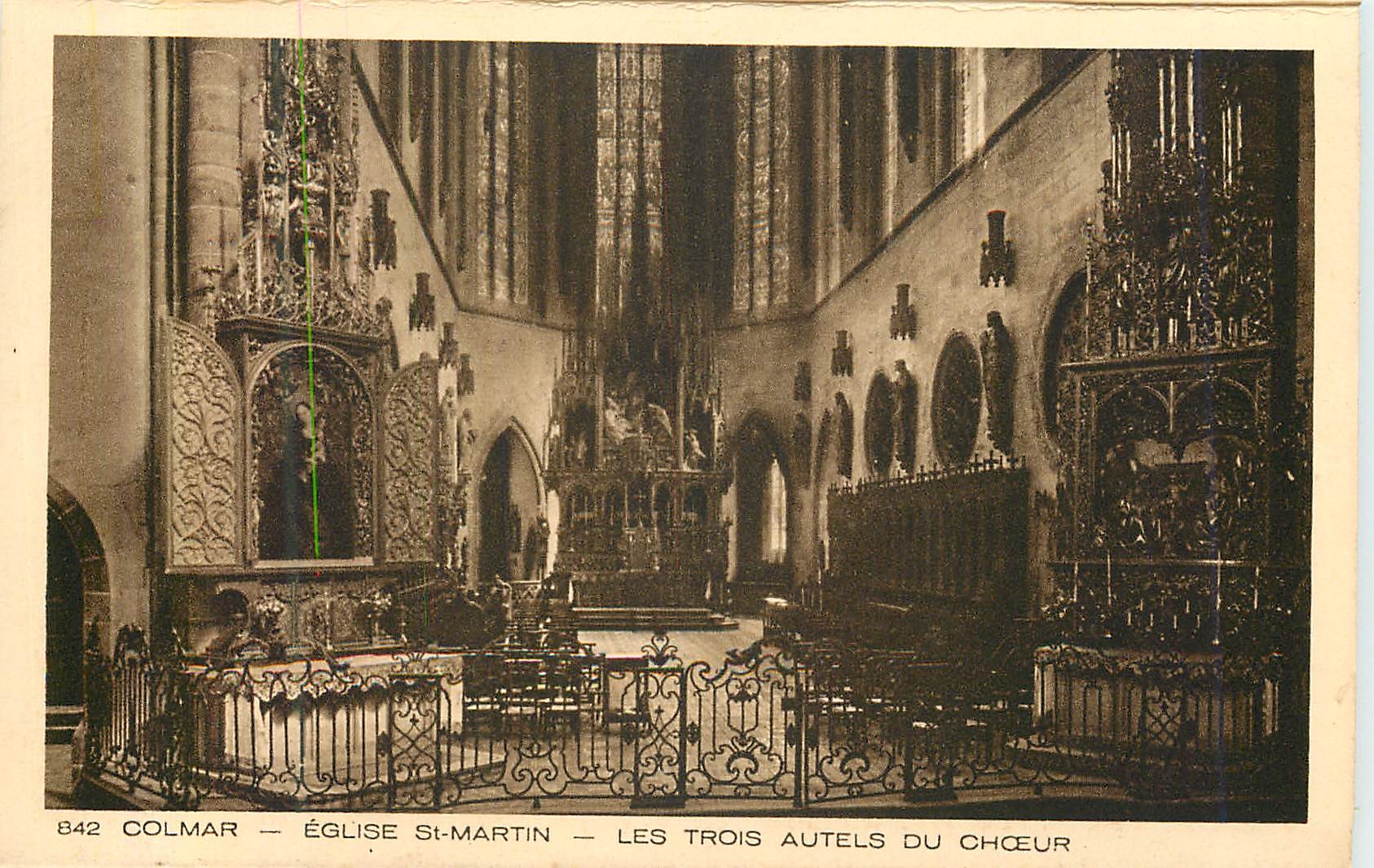 CPA 842 colmar eglise st martin les trois autels du choeur