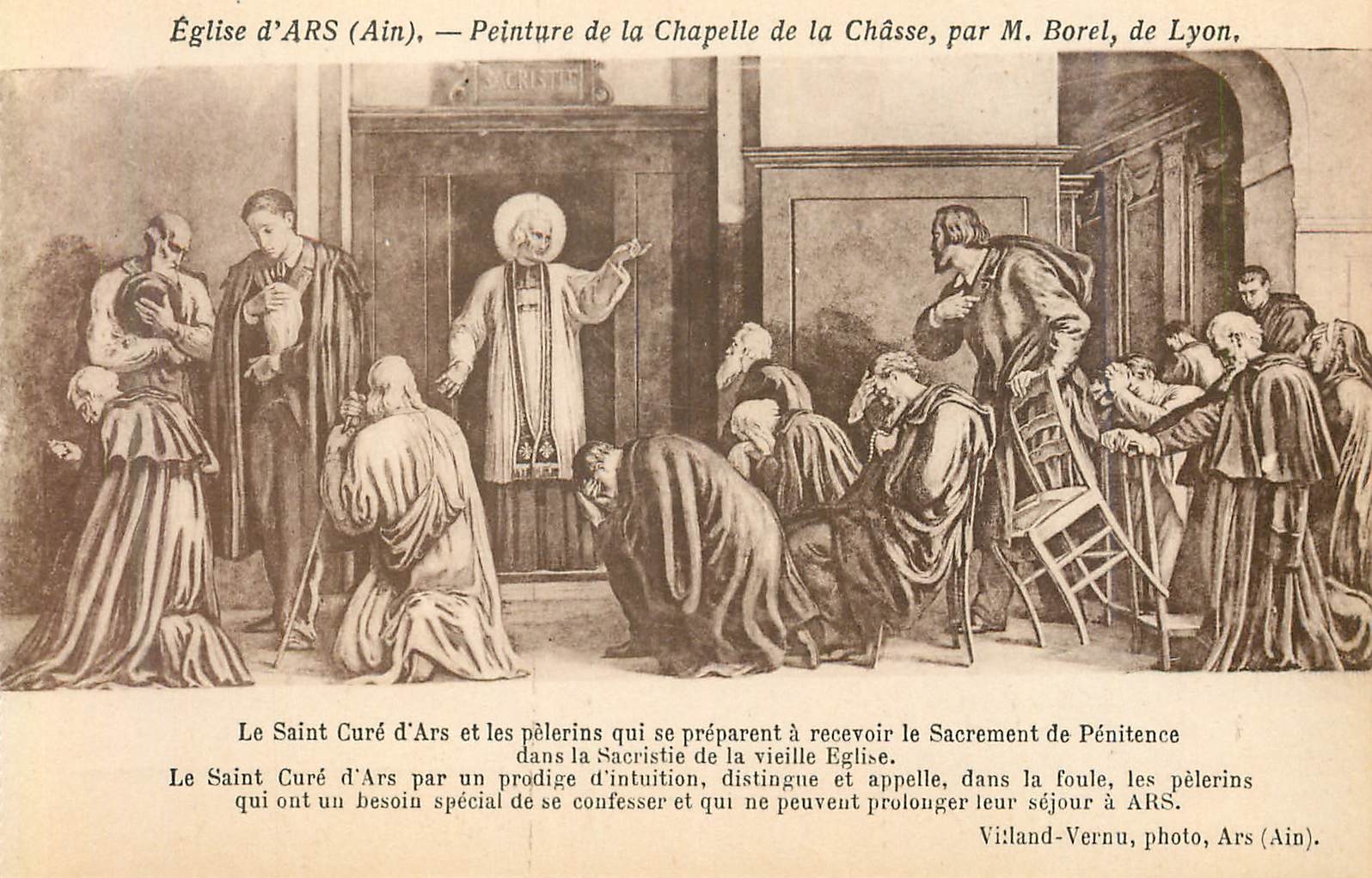 CPA Eglise d ars(ain) peinture de la chapelle de la chasse par m borel de lyon
