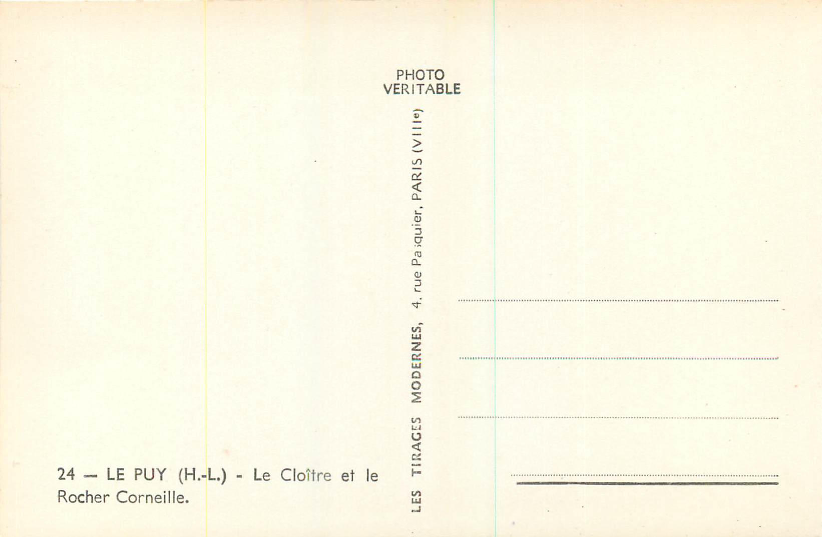 CPM 24 le puy espaly(h l) le cloitre et le rocher corneille — Rückseite