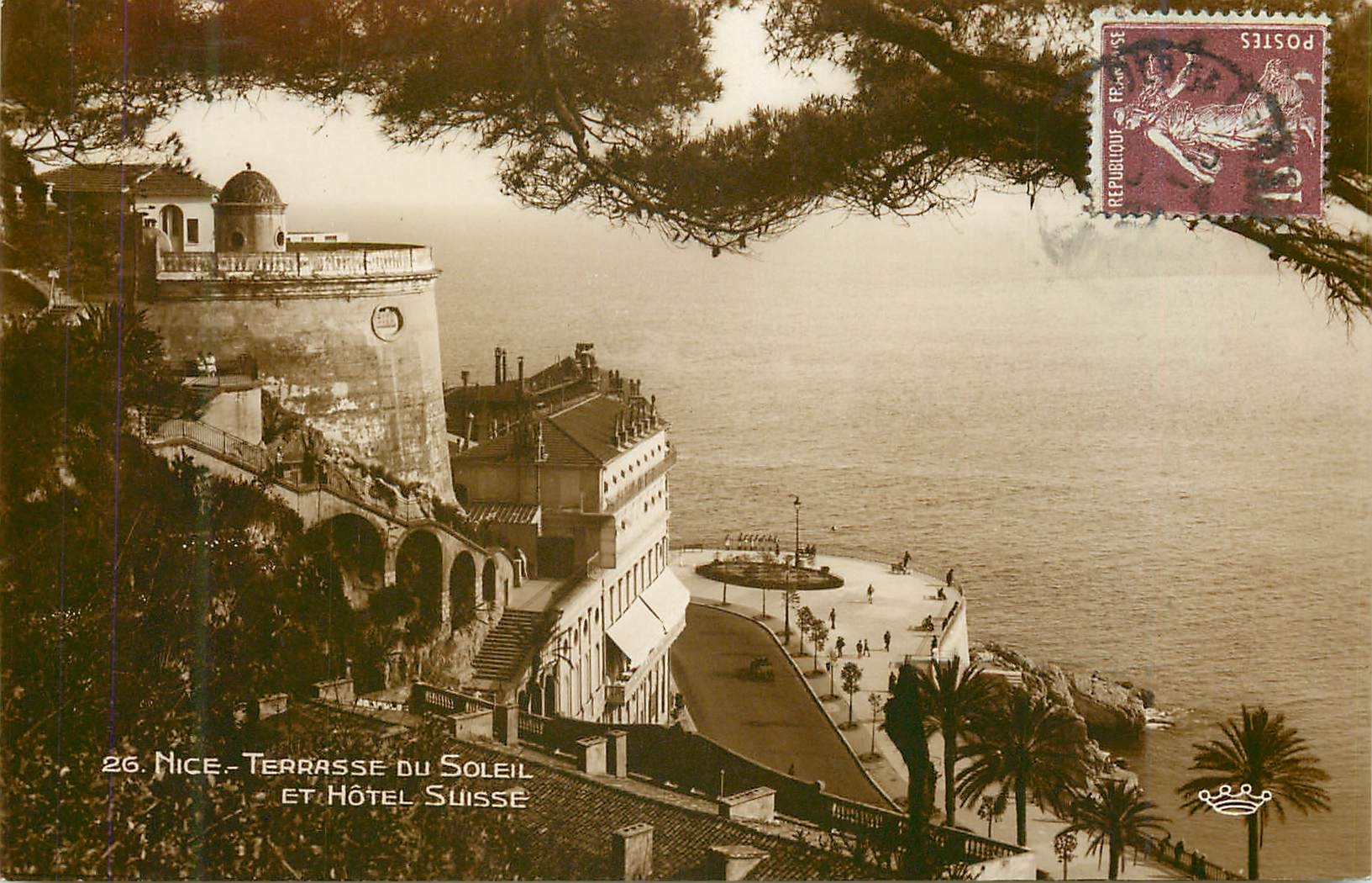 CPM 26 nice terrasse du soleil et hotel suisse