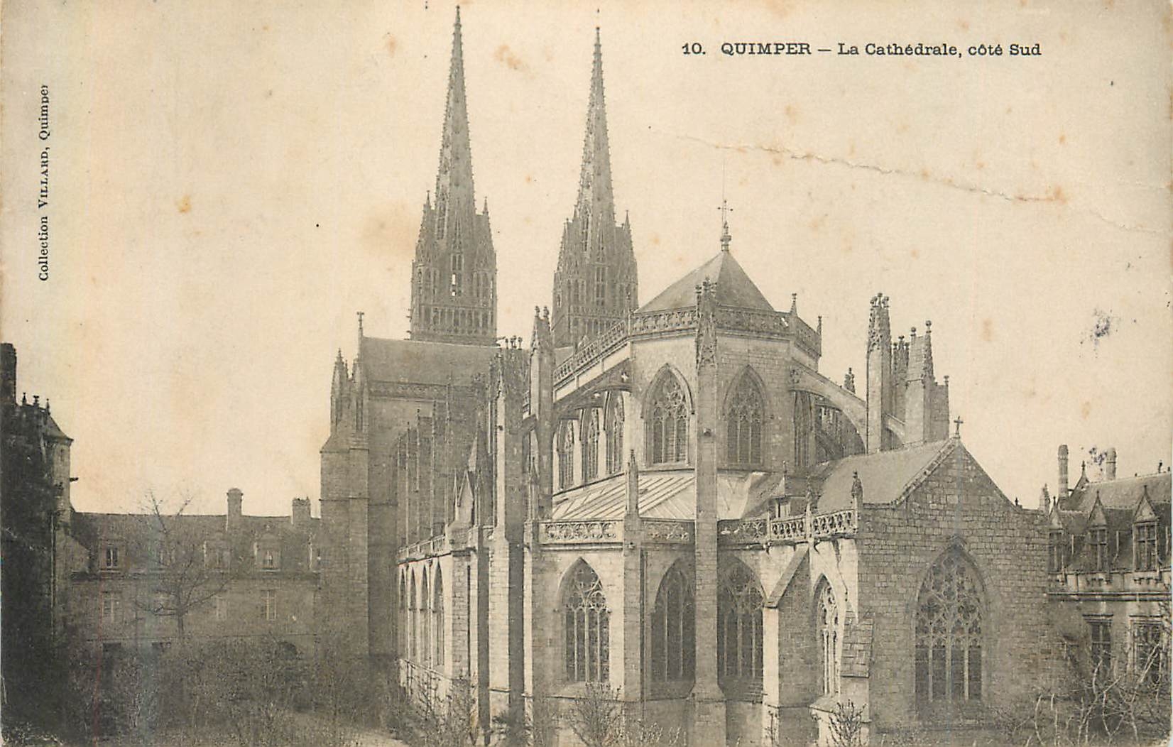 CPA 10 quimper la cathedrale cote sud