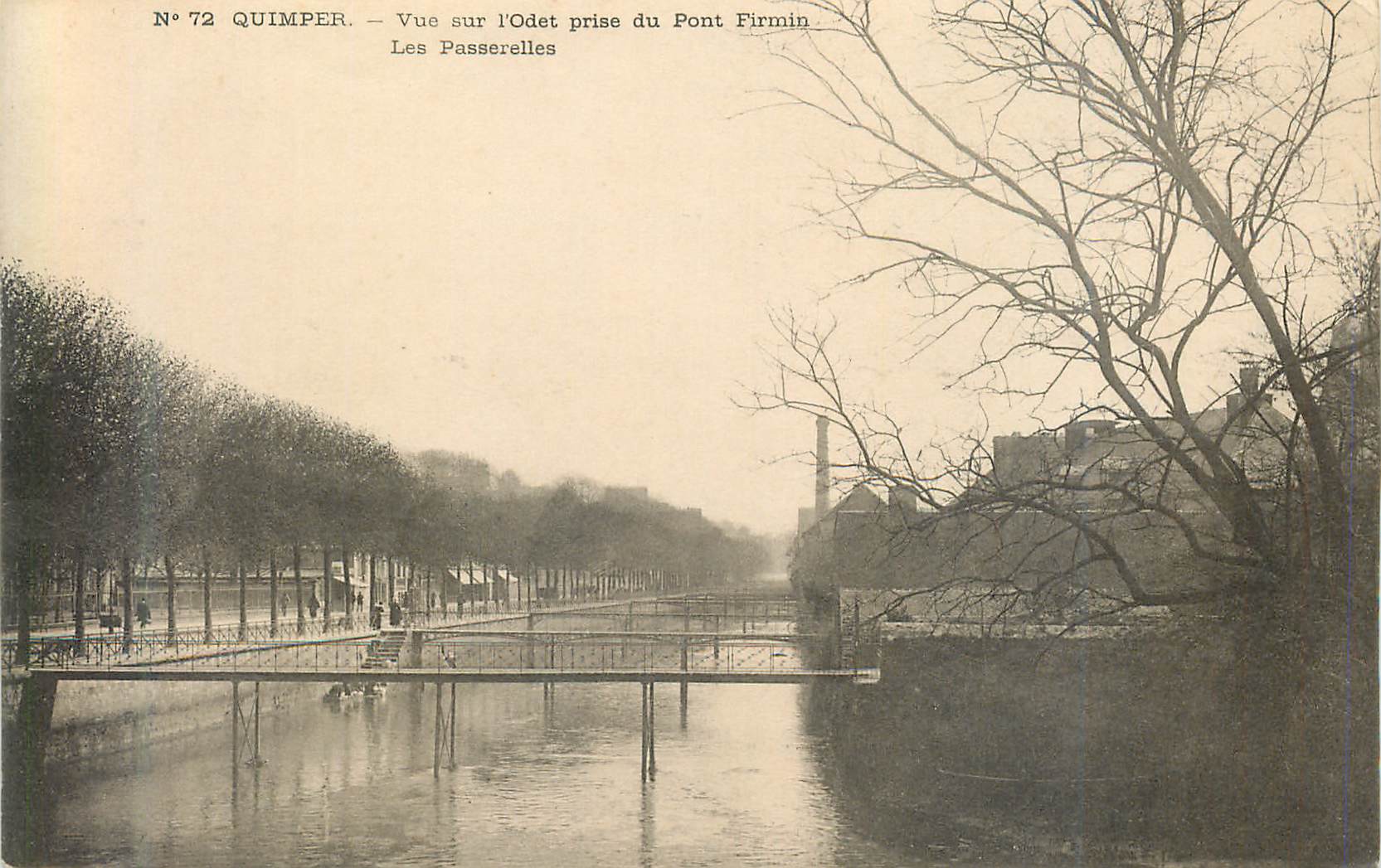 CPA N 72 quimper vue sur l odet prise du pont firmin les passerelles