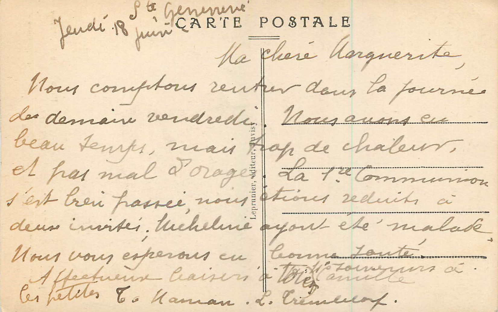 CPA 106 ste genevieve des bois (s et o) sainte genevieve — Rückseite