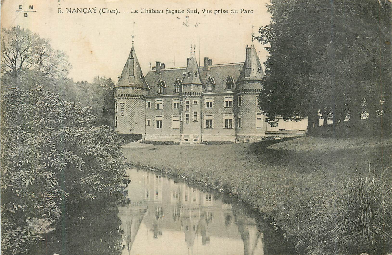 CPA 5 nancay (cher) le chateau facade sud vue prise du parc