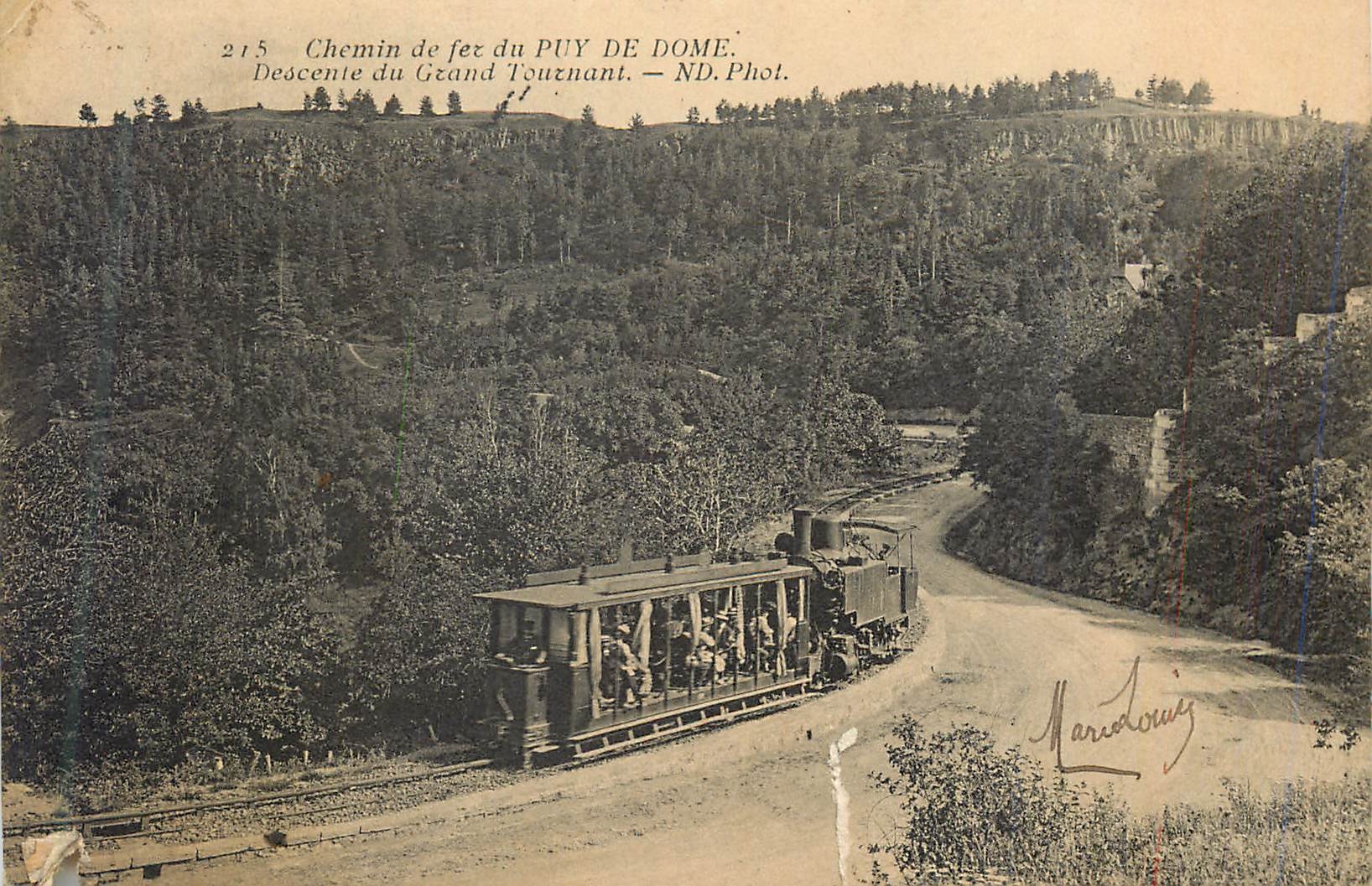 CPA 215 chemin de fer du puy de dome descente du grand tournant Train