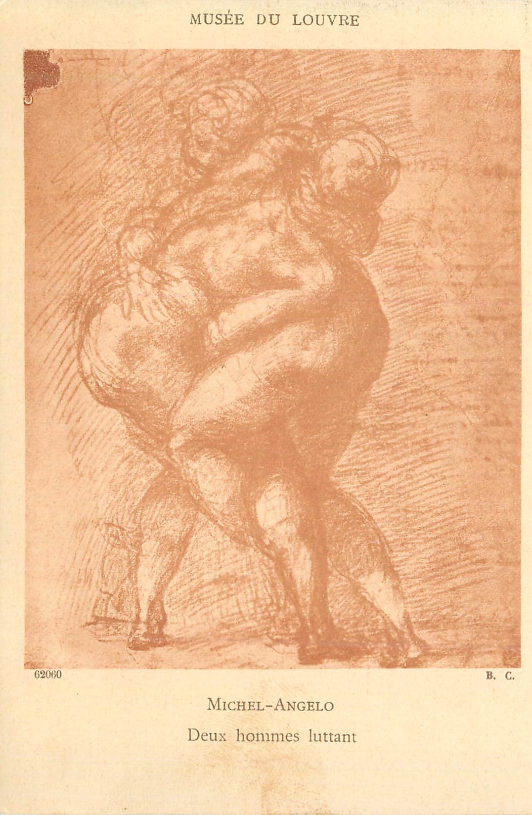 CPA Musee du louvre michel angelo deux hommes luttant