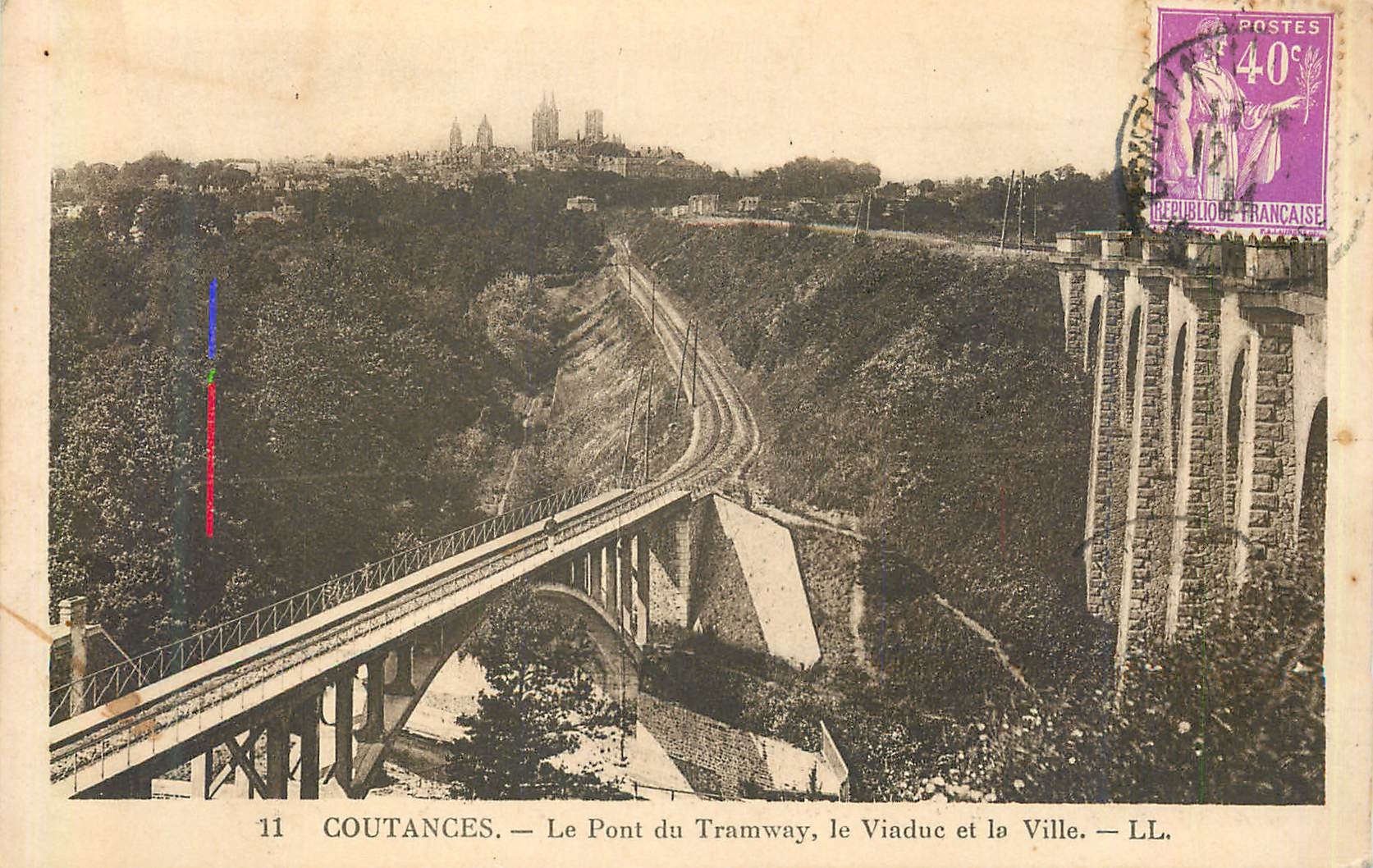 CPA 11 coutances le pont du tramway le viaduc et la ville