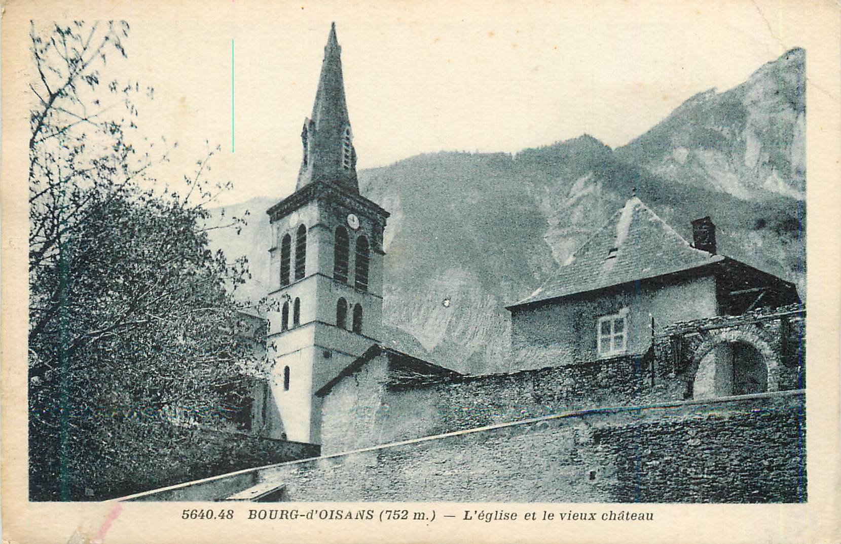 Bourg-d'Oisans (752 m.) — L'église et le vieux château