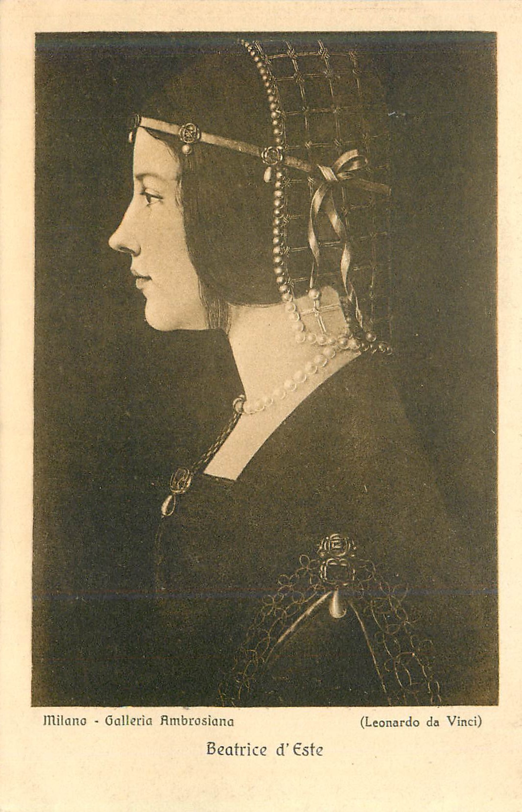 CPA Milano galleria ambrosiana (leonardo da vinci) beatrice d este