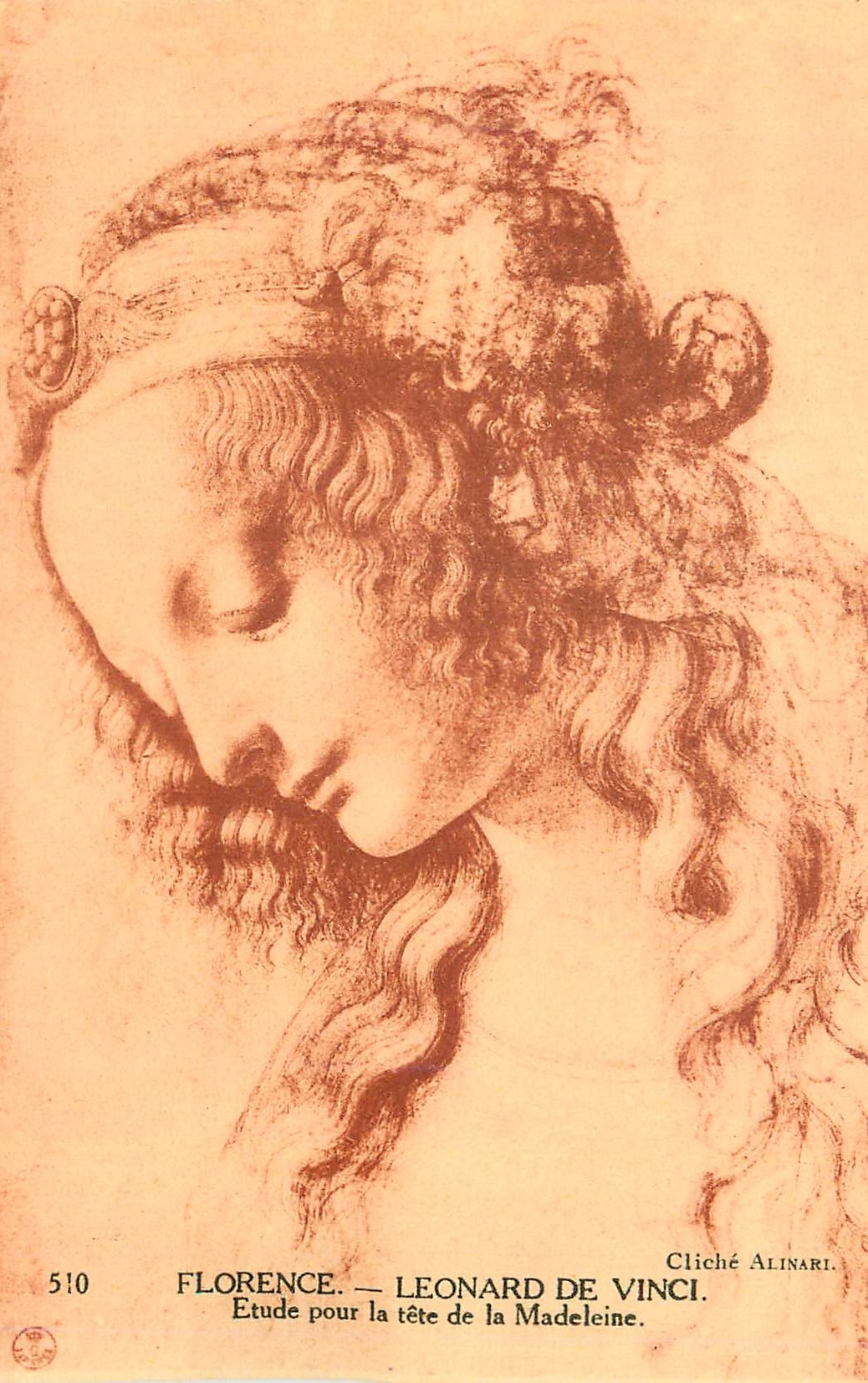 CPA 510 florence leonard de vinci etude pour la tete de la madeleine