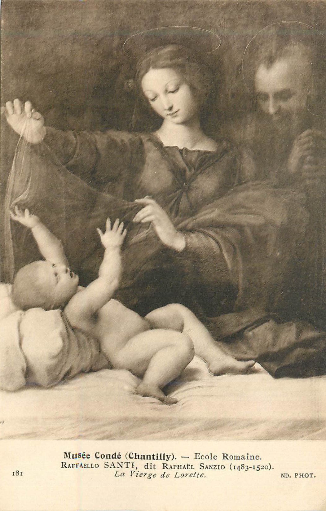 CPA Musee conde (chantilly) ecole romaine 181 raffaello santi dit raphel sanzio (1483 1520) la vierge de lorette